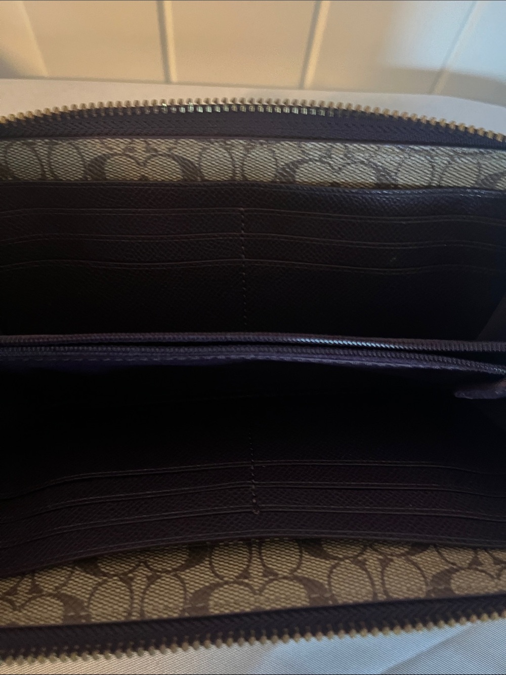 Coach Dark Plum Leather Satchel with Matching Wallet - Picture 9 of 9